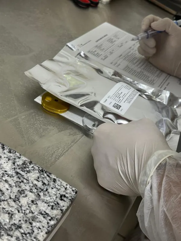 Análise da matéria-prima em laboratório